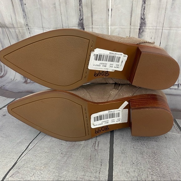 Antonio Melani Size 6M Beige Linadee Suede Leather Studded Block Heel Booties - Picture 12 of 15